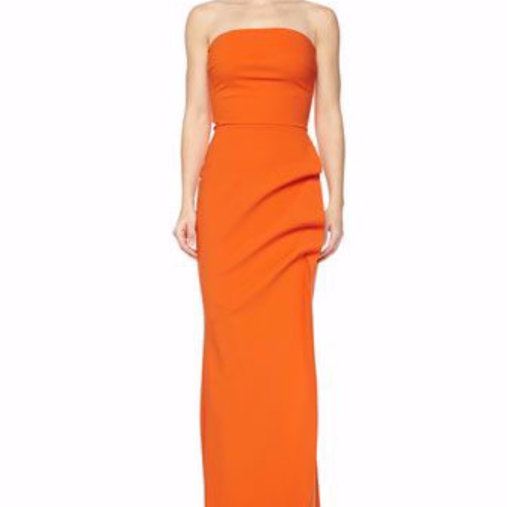 La Petite Robe Clotilde Strapless Long Orange Gown